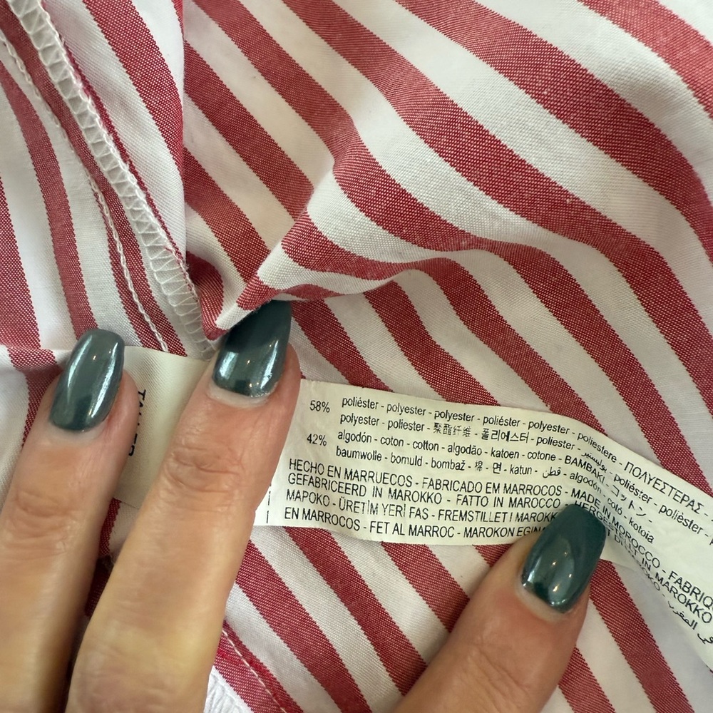 Zara Red and White Striped Women's Blouse - Picture 6 of 6
